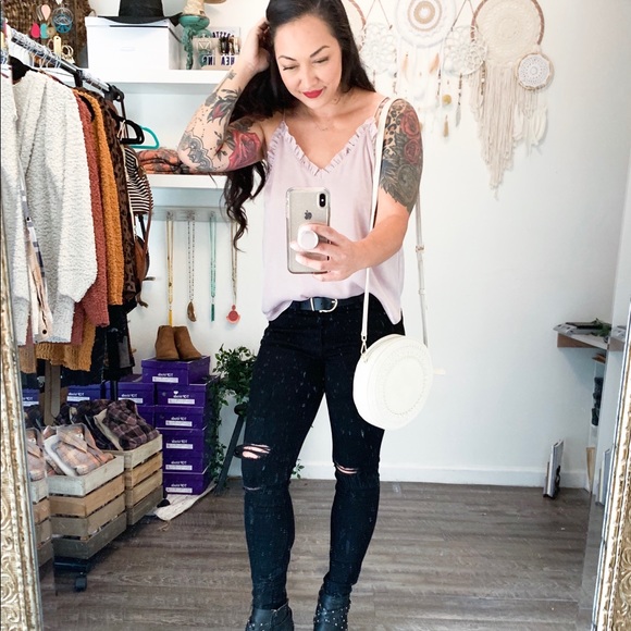 Blush Ruffled Satin Cami - Picture 3 of 5